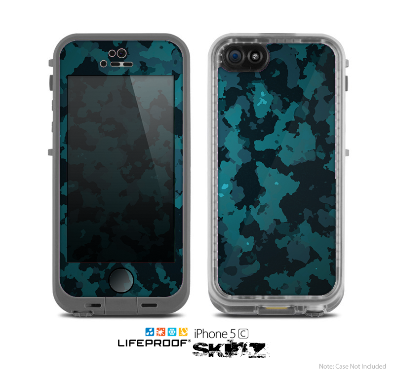 The Teal Vector Camo Skin for the Apple iPhone 5c LifeProof Case