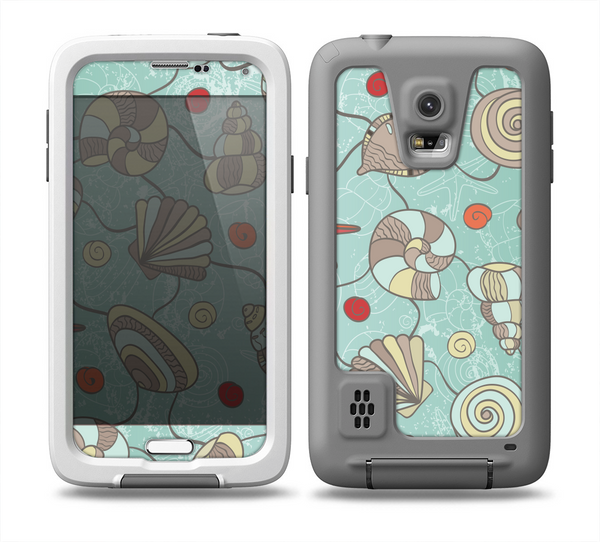 The Teal Vintage Seashell Pattern Skin for the Samsung Galaxy S5 frē LifeProof Case