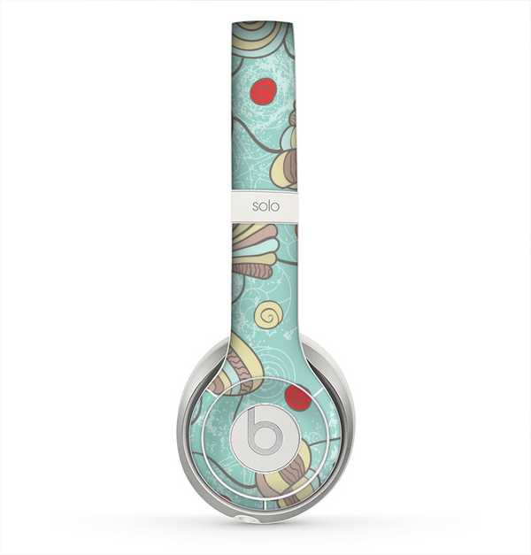 The Teal Vintage Seashell Pattern Skin for the Beats by Dre Solo 2 Headphones
