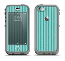The Teal Vintage Stripe Pattern v7 Apple iPhone 5c LifeProof Nuud Case Skin Set