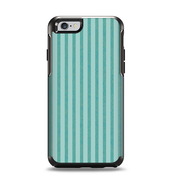 The Teal Vintage Stripe Pattern v7 Apple iPhone 6 Otterbox Symmetry Case Skin Set