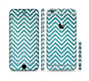The Teal & White  Sharp Glitter Print Chevron Sectioned Skin Series for the Apple iPhone 6 Plus