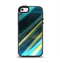The Teal & Yellow Abstract Glowing Lines Apple iPhone 5-5s Otterbox Symmetry Case Skin Set