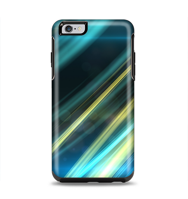 The Teal & Yellow Abstract Glowing Lines Apple iPhone 6 Plus Otterbox Symmetry Case Skin Set