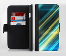 The Teal & Yellow Abstract Glowing Lines Ink-Fuzed Leather Folding Wallet Credit-Card Case for the Apple iPhone 6/6s, 6/6s Plus, 5/5s and 5c