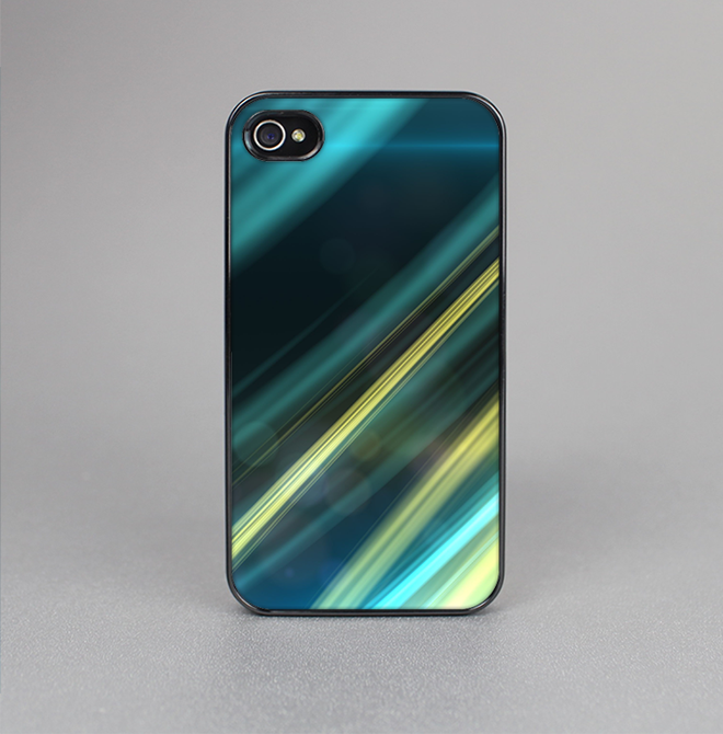 The Teal & Yellow Abstract Glowing Lines Skin-Sert for the Apple iPhone 4-4s Skin-Sert Case