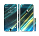 The Teal & Yellow Abstract Glowing Lines Sectioned Skin Series for the Apple iPhone 6s Plus