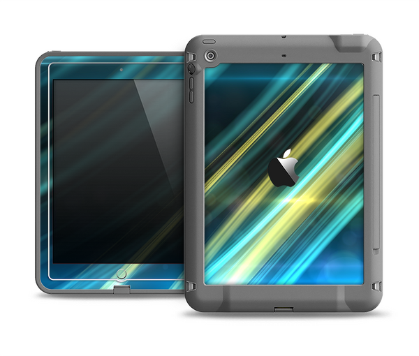 The Teal & Yellow Abstract Glowing Lines Apple iPad Mini LifeProof Fre Case Skin Set
