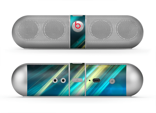 The Teal & Yellow Abstract Glowing Lines Skin for the Beats by Dre Pill Bluetooth Speaker