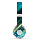 The Teal & Yellow Abstract Glowing Lines Skin for the Beats by Dre Solo 2 Headphones