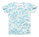 The Teal Zendoodle Feathers ink-Fuzed Unisex All Over Full-Printed Fitted Tee Shirt