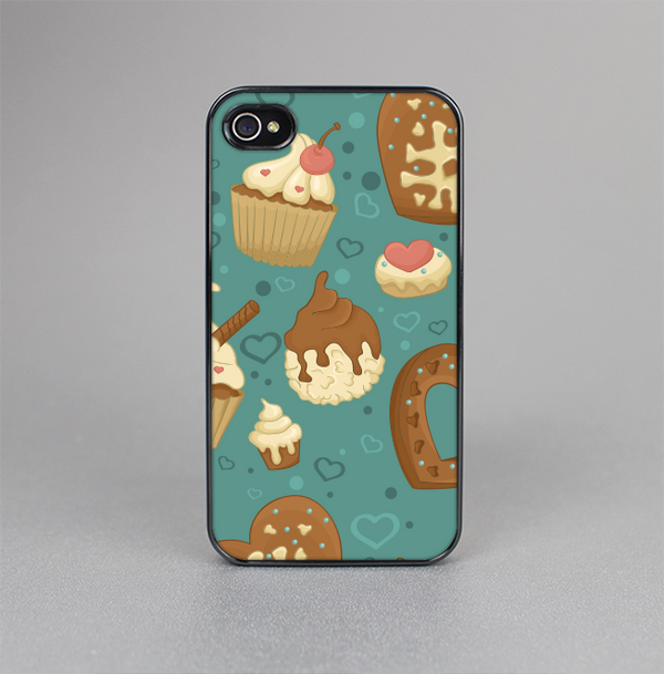 The Teal and Brown Dessert iCons Skin-Sert for the Apple iPhone 4-4s Skin-Sert Case