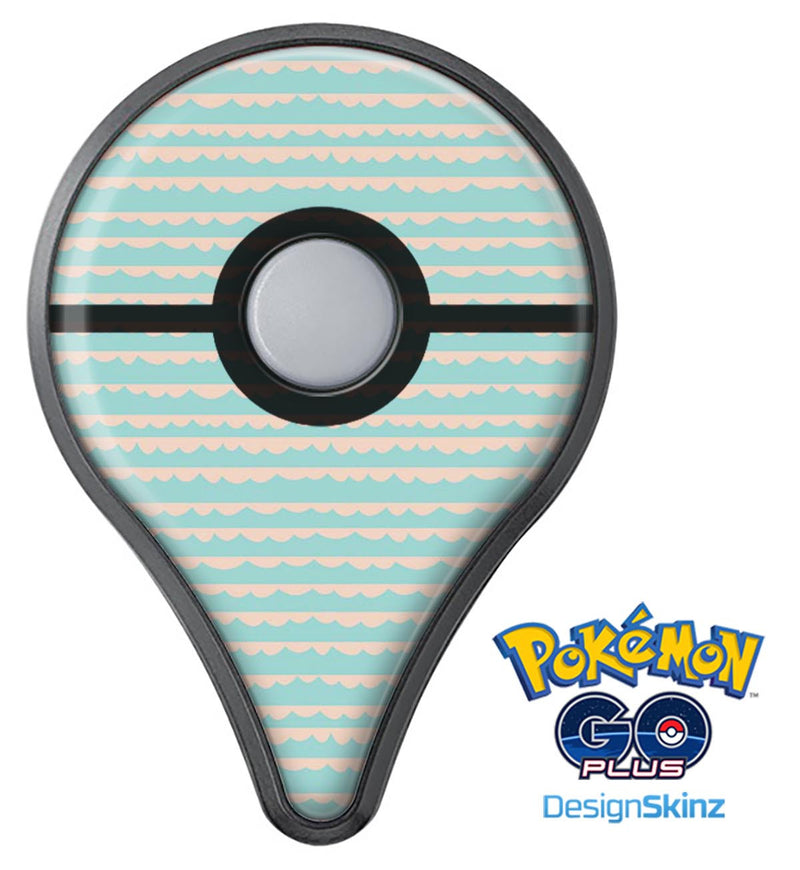 The Teal and Coral Striped Patttern Pokémon GO Plus Vinyl Protective Decal Skin Kit