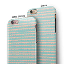 The Teal and Coral Striped Patttern iPhone 6/6s or 6/6s Plus 2-Piece Hybrid INK-Fuzed Case