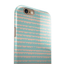 The Teal and Coral Striped Patttern iPhone 6/6s or 6/6s Plus 2-Piece Hybrid INK-Fuzed Case
