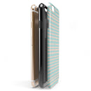 The Teal and Coral Striped Patttern iPhone 6/6s or 6/6s Plus 2-Piece Hybrid INK-Fuzed Case