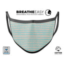 The Teal and Coral Striped Patttern - Made in USA Mouth Cover Unisex Anti-Dust Cotton Blend Reusable & Washable Face Mask with Adjustable Sizing for Adult or Child