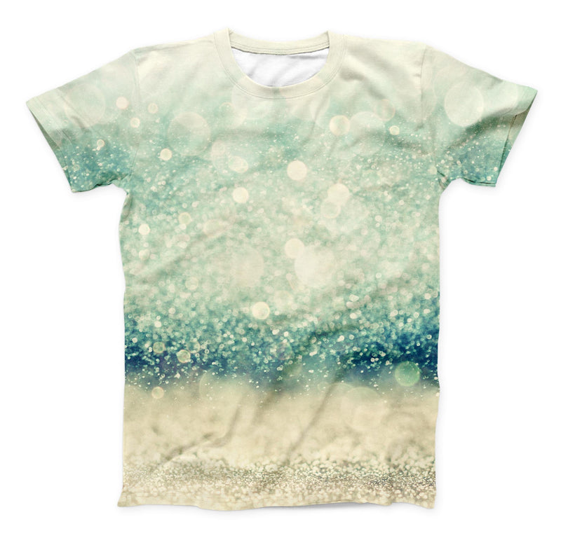 The Teal and Gold Unfocused Orbs of Light ink-Fuzed Unisex All Over Fu ...