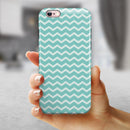 The Teal and White Chevron Pattern iPhone 6/6s or 6/6s Plus 2-Piece Hybrid INK-Fuzed Case