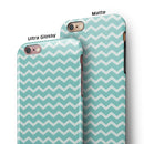 The Teal and White Chevron Pattern iPhone 6/6s or 6/6s Plus 2-Piece Hybrid INK-Fuzed Case