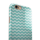The Teal and White Chevron Pattern iPhone 6/6s or 6/6s Plus 2-Piece Hybrid INK-Fuzed Case