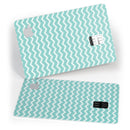 The Teal and White Chevron Pattern - Premium Protective Decal Skin-Kit for the Apple Credit Card