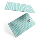 The Teal and White Chevron Pattern - Premium Protective Decal Skin-Kit for the Apple Credit Card