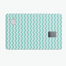 The Teal and White Chevron Pattern - Premium Protective Decal Skin-Kit for the Apple Credit Card