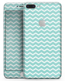 The Teal and White Chevron Pattern - Skin-kit for the iPhone 8 or 8 Plus