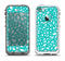 The Teal and White Floral Sprout Apple iPhone 5-5s LifeProof Fre Case Skin Set