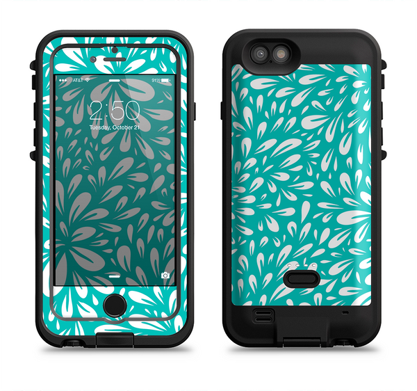 the teal and white floral sprout  iPhone 6/6s Plus LifeProof Fre POWER Case Skin Kit