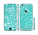 The Teal and White Floral Sprout Sectioned Skin Series for the Apple iPhone 6s Plus