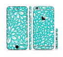 The Teal and White Floral Sprout Sectioned Skin Series for the Apple iPhone 6 Plus