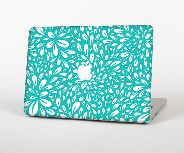 The Teal and White Floral Sprout Skin Set for the Apple MacBook Pro 15" with Retina Display