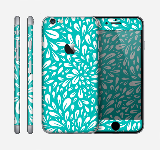 The Teal and White Floral Sprout Skin for the Apple iPhone 6