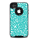 The Teal and White Floral Sprout Skin for the iPhone 4-4s OtterBox Commuter Case