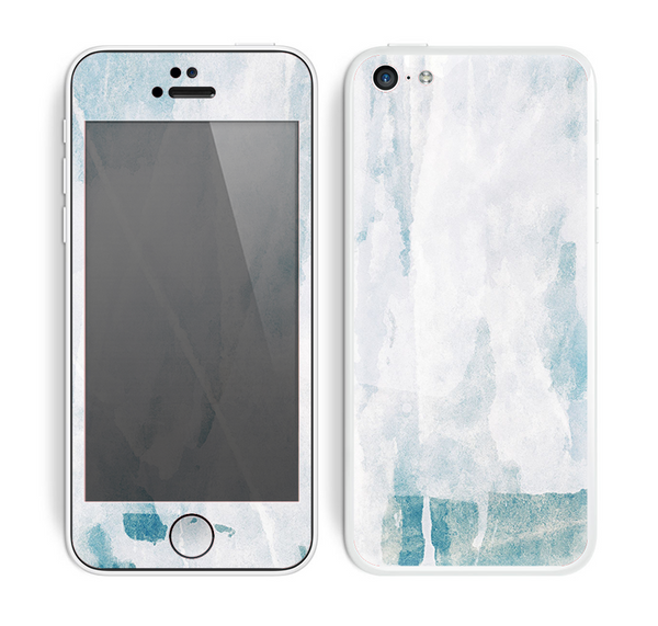 The Teal and White WaterColor Panel Skin for the Apple iPhone 5c