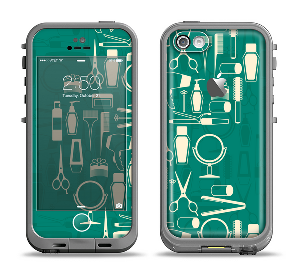 The Teal and Yellow Beauty Product Icons Apple iPhone 5c LifeProof Fre Case Skin Set