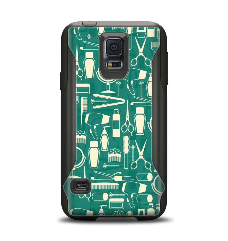 The Teal and Yellow Beauty Product Icons Samsung Galaxy S5 Otterbox Commuter Case Skin Set