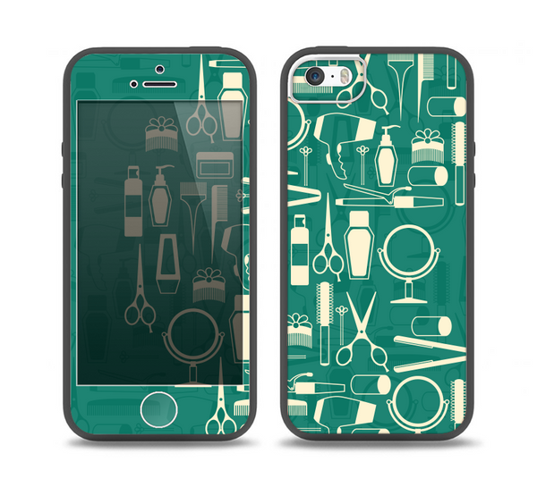 The Teal and Yellow Beauty Product Icons Skin Set for the iPhone 5-5s Skech Glow Case