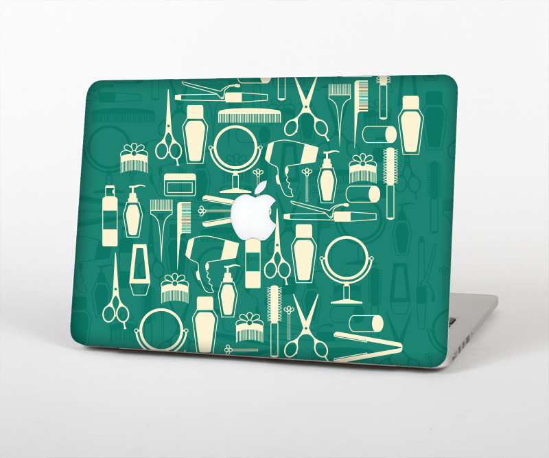 The Teal and Yellow Beauty Product Icons Skin Set for the Apple MacBook Pro 15" with Retina Display