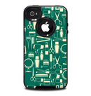 The Teal and Yellow Beauty Product Icons Skin for the iPhone 4-4s OtterBox Commuter Case