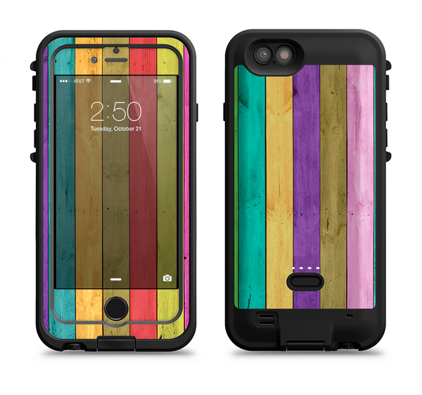 The Thin Neon Colored Wood Planks Apple iPhone 6/6s LifeProof Fre POWER Case Skin Set