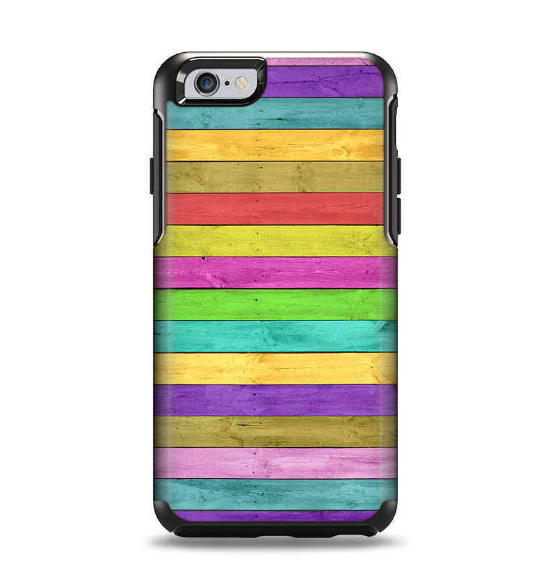 The Thin Neon Colored Wood Planks Apple iPhone 6 Otterbox Symmetry Case Skin Set