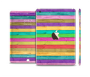 The Thin Neon Colored Wood Planks Full Body Skin Set for the Apple iPad Mini 3