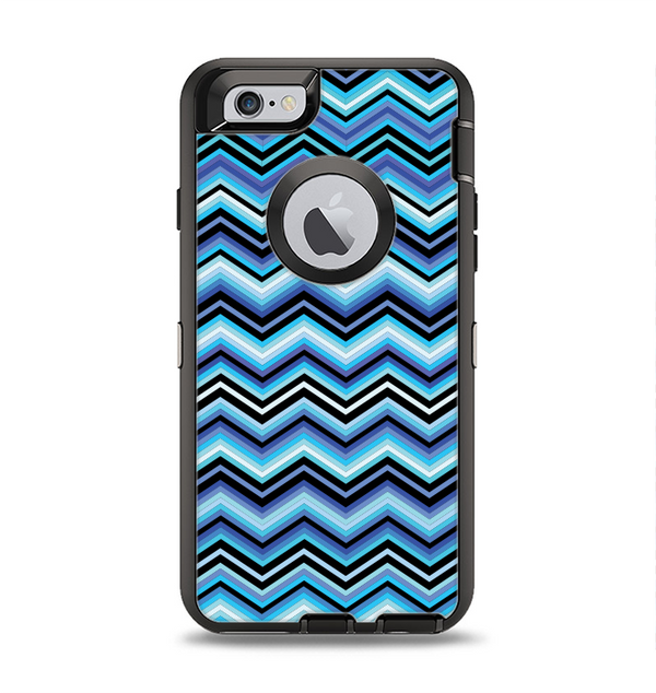 The Thin Striped Blue Layered Chevron Pattern Apple iPhone 6 Otterbox Defender Case Skin Set