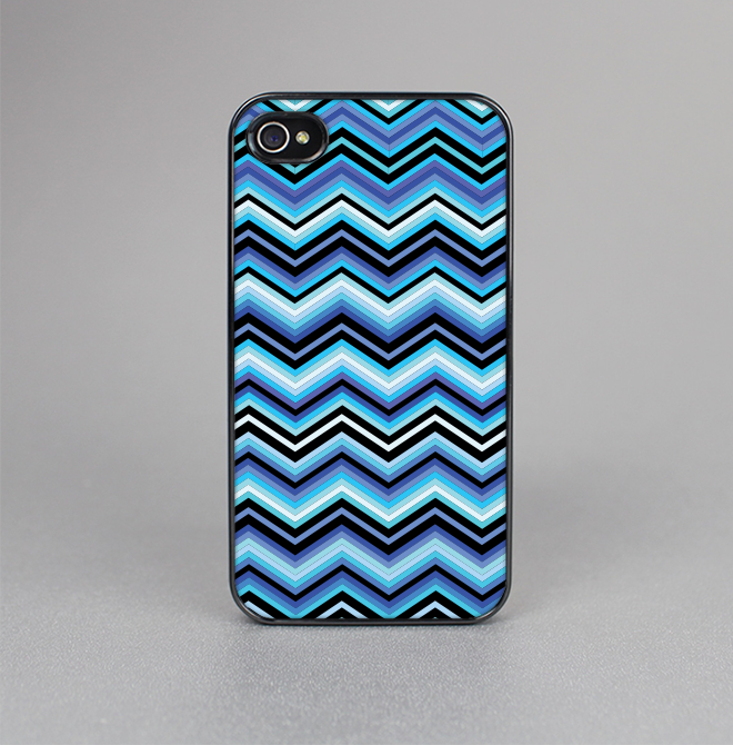 The Thin Striped Blue Layered Chevron Pattern Skin-Sert for the Apple iPhone 4-4s Skin-Sert Case