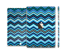 The Thin Striped Blue Layered Chevron Pattern Full Body Skin Set for the Apple iPad Mini 3