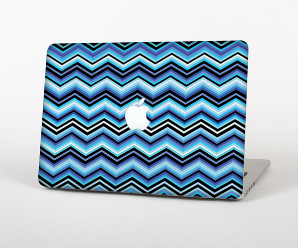 The Thin Striped Blue Layered Chevron Pattern Skin Set for the Apple MacBook Pro 15" with Retina Display