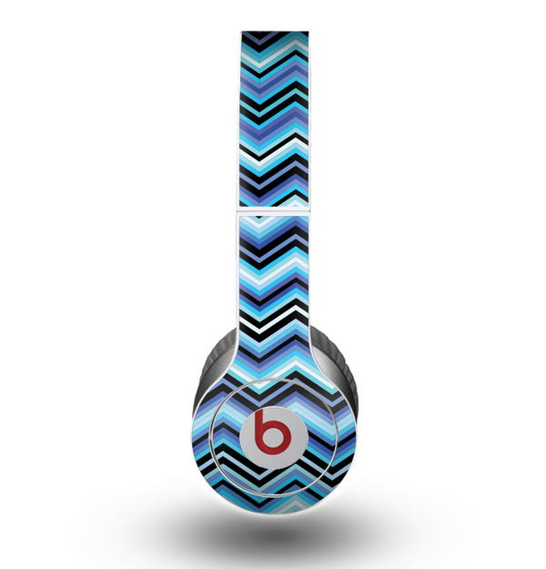 The Thin Striped Blue Layered Chevron Pattern Skin for the Beats by Dre Original Solo-Solo HD Headphones